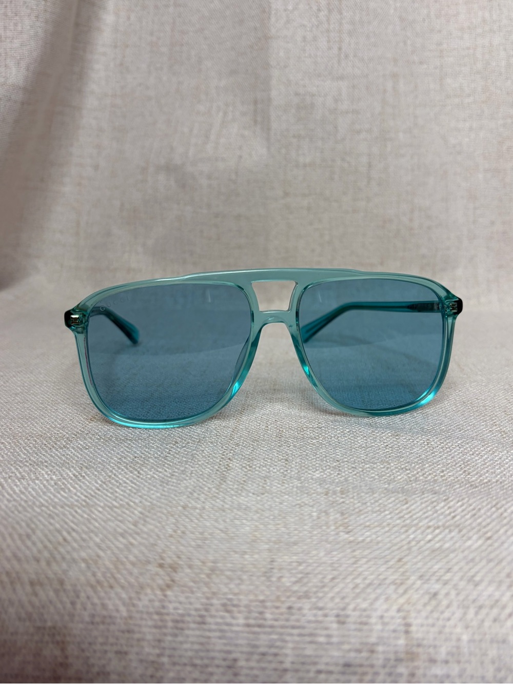 Gucci Aviator Turquoise Sunglasses with Blue Lenses